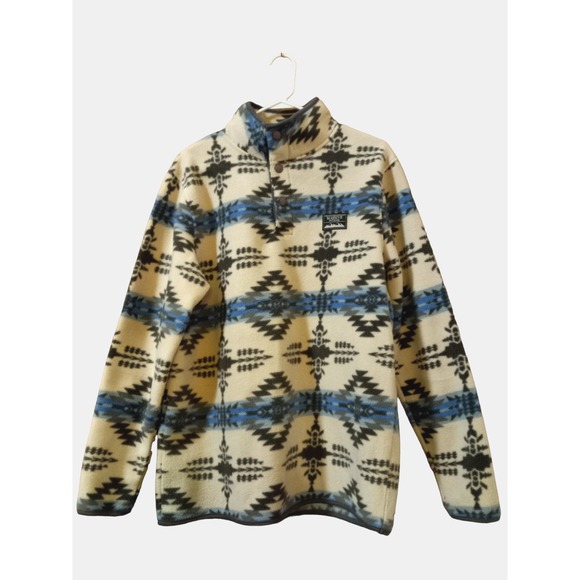 Other - Massive Outdoor Sweater Mens Medium Aztec Fleece White 1/4 Button Long Sleeve